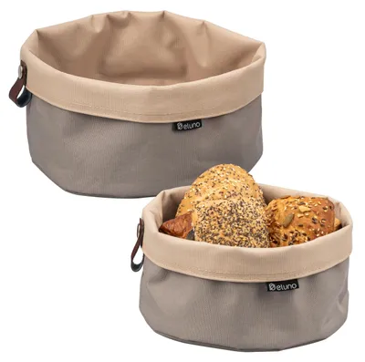 Produktbild von eluno runde Brotkörbe NOVARA 2er Set - für n, Obst, Gemüse, Taupe