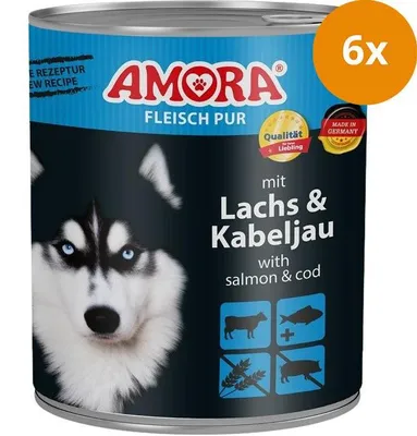 Immagine prodotto di AMORA Carne per cani Salmone puro e merluzzo 800g