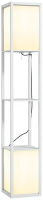 Immagine prodotto di Lampada da Terra con 2 Paralumi E27 40W e 2 Ripiani  26x26x156 cm Bianco