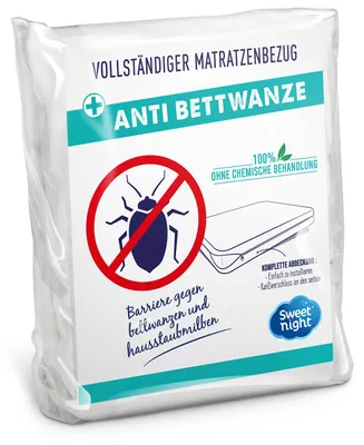 Productafbeelding van SWEET NIGHT Volledige hoes voor anti-mijt- en anti-bedwantsen matras - 60 x 120 cm - Wit