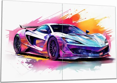 Produktbild von Wallario Herdabdeckplatte aus Glas, Größe 80 x 52 cm 2-teilig, Motiv Auto in Aquarellfarben