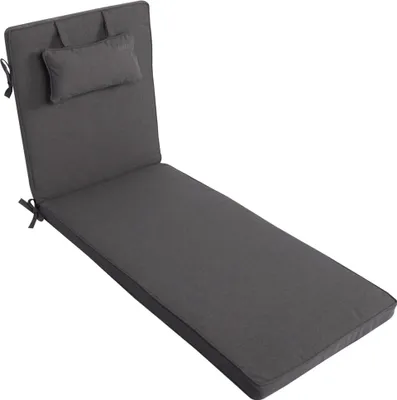 Produktbild von LILENO HOME Sonnenliege Auflage mit Kopfkissen [1er Set - Rollliege] in Anthrazit - Gartenliegen Auflage perfekt für Strandliege - Auflage für Gartenliege MAR