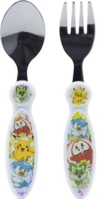 Immagine prodotto di Set di posate per bambini Pokemon 2 pezzi - cucchiaio e forchetta con manici a motivo