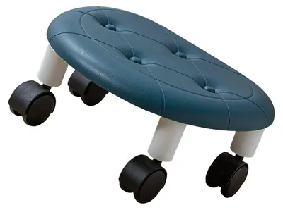 Imagen del producto de Asiento para taburete de bajo costo, superficie de poliuretano, estructura de plástico, ruedas universales móviles, ideal para sala de estar o habitación infantil, color azul