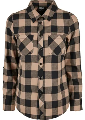 Image de Urban Classics - Chemise à revers retroussés pour femmes TN450 (4XL) (noir/gris brun clair)