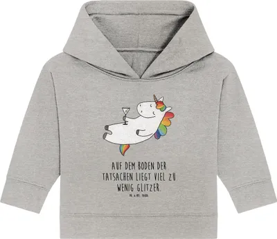 Produktbild von Mr. & Mrs. Panda Organic Baby Hoodie Einhorn Cocktail 24. - 36. Monat - Heather Grey - Geschenk, Einhörner, Spruch, Caipirinha, Kapuzenshirt, Unicorn, Geburtstag, Rum