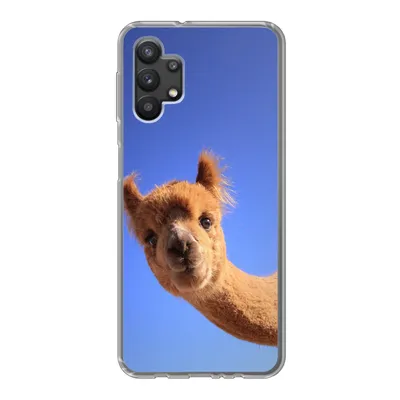 Produktbild von MuchoWow® Handyhülle Schutzhülle Hülle für Samsung Galaxy A32 5G Alpaka - Braun - Blau Silikon Softcase Handy Hülle - Softcase