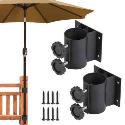Immagine prodotto di Supporto per ombrelloni da balcone - Adatto per pali di ombrelloni da 33-50 mm - Include 8 viti - Resistente - Facile da installare - Ideale per terrazzi e giardini - Base per ombrelloni