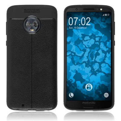 Produktbild von PhoneNatic Case kompatibel mit Lenovo Moto G6 - schwarz Silikon Hülle Lederoptik Cover
