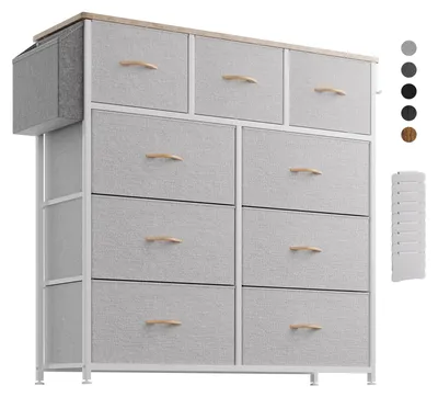 Image de Commode en tissu - 9 tiroirs - 45 cm de large - Rangement avec tiroirs