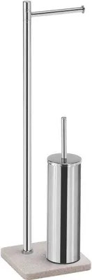 Produktbild von Beiger WC-Ständer mit Bürstengarnitur und Papierrollenhalter aus Kunststoff und Edelstahl | Re