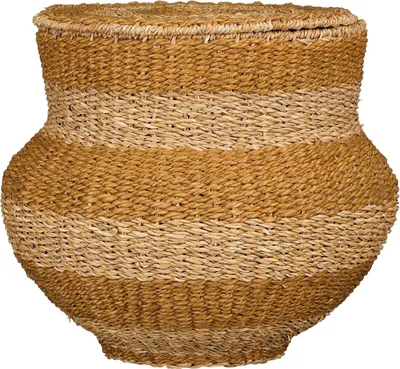 Produktbild von Mica Decorations Tacoma Aufbewahrungskorb mit Deckel - H48 x Ø55 cm - Jute - Gelb