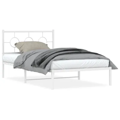 Obrázek produktu pro Postel s čelem a nohou kovová bílá 107x203 cm