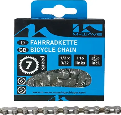 Produktbild von M-WAVE Kette Sevenspeed 5/6/7-fach, 116 Glieder Kettenschloss 1/2x3/32 silber/braun