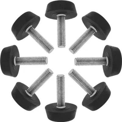 Immagine prodotto di 24 x piedini per mobili regolabili neri M6 | piedini di livellamento protezione pavimento | vite di regolazione | piedini per mobili girevoli - piedini filettati | vite di regolazione | viti di regolazione | Ø 21 mm - altezza 25 mm