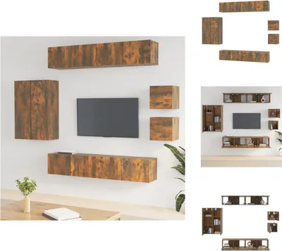 Produktbild von vidaXL 8-tlg. TV-Schrank-Set Räuchereiche Holzwerkstoff -  TV-Möbel