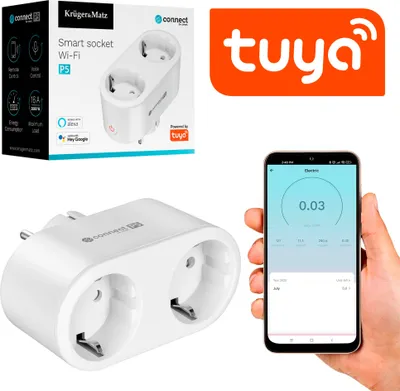 Produktbild von Intelligente Doppel-WiFi-Steckdose Kruger&Matz Connect P5 Tuya mit Timer-Funktion