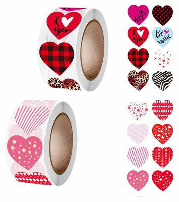 Herzaufkleber 1000 Stück, 2 Rollen, 2,5 cm, bunt, selbstklebend