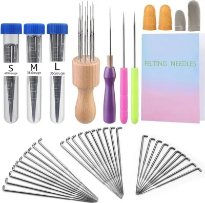 Image de Set d'aiguilles à feutrer pour débutants 3 tailles d'aiguilles Feutrage de laine DIY Kit