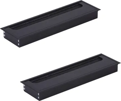Produktbild von HOOZ 2x Kabeldurchführung Schreibtisch, 280mm Aluminium Kabeldurchlass mit Bürstendichtung, Kabeldurchführung Tisch für Tisch Büro Arbeitsplatten, Kabelkanal für Möbel und Schreibtisch (Rechteckig)