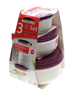 Produktbild von Emsa Micro Family Starter Set, Weiß/Brombeer, 0,5/1,0/1,5 L, 508455