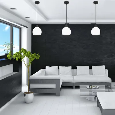 Immagine prodotto di Lampada a sospensione nera con paralume bianco KATARA 14-175