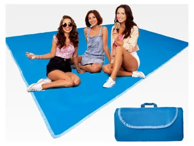 Produktbild von Sandfreie Stranddecke 2 x 2 m – Wasserdichte & leichte Picknickdecke, kompakt & faltbar, vielseitige Campingdecke für Garten, Park & Reisen – blau