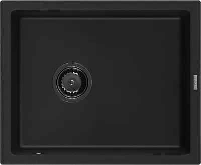 Produktbild von Mexen Pedro 1-Becken-Granit-Spüle 560 x 460 mm, Schwarz, Siphon Schwarz - 6508561000-77-B