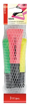Zdjęcie produktu dla STABILO NEON, 3 szt., Wielobarwny, Końcówka ścięta, Wielobarwny, Tubka, 2 mm