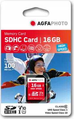 Productafbeelding van AgfaPhoto 16GB SDHC, 16384 MB, Secure Digital High Capacity (SDHC), 100.000 cycli per logisch sector, 24 mm, 32 mm, 2,1 mm