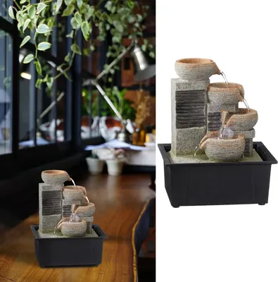 Produktbild von LED Zimmerbrunnen "Design3" Wasserspiel Indoor Brunnen mit Pumpe