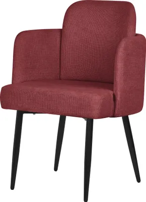 Obrázek produktu pro ML-Design jídelní židle červený látkový potah Kuchyňská židle s područkami a ratanovým opěradlem Čalouněná židle s kovovými nohami Ergonomické křeslo do obývacího pokoje