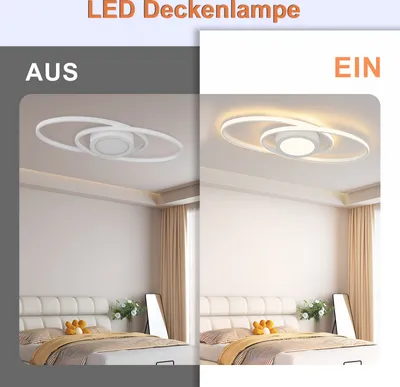 Produktbild von ZMH LED Deckenleuchte Weiß Dimmbar mit Fernbedienung für Schlafzimmer Kinderzimmer Küche Flur Balkon Wohnzimmer 48W CRI>80,Augenschutz