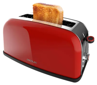 Produktbild von Cecotec Toastin' time 1100, 2 Scheibe(n), Rot, Edelstahl, Tasten, Niveau, Drehregler, 850 W, 220 - 240 V