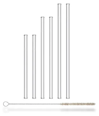 Image de Kit de pailles en verre HALM droites 23cm 20cm 15cm extrêmement stables 6 pièces