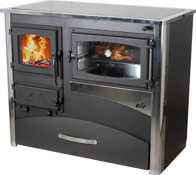 Produktbild von Kaminofen mit Backfach und Herdplatte mit Glaskeramik ABC Concept 2 Air Rechts Mehrfachbelegung Holzofen 11,6 kW Kamin Ofen Holz Werkstattofen