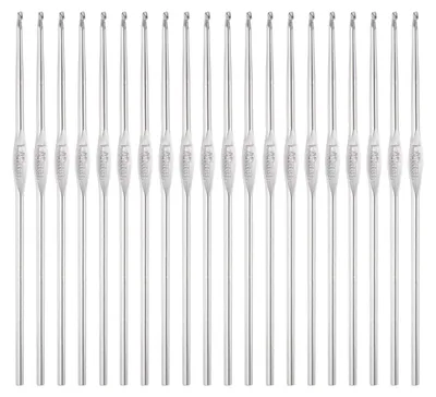 Image de Ensemble de 20 aiguilles de crochet en acier inoxydable, diamètre de 1,4 mm - Aiguilles à tricoter en métal