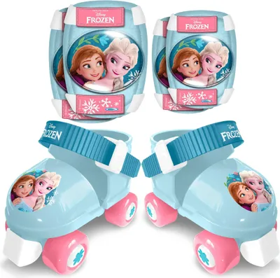 Immagine prodotto di Pattini a rotelle, Frozen, taglia 23/27, con ginocchiere e gomitiere, blu