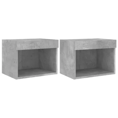 Image de vidaXL Tables de chevet murales avec lampes LED 2 pcs. Gris béton