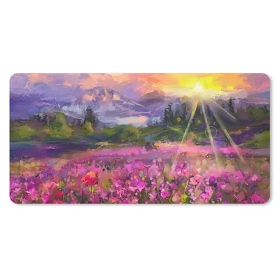 Produktbild von MuchoWow® Schreibtischunterlage Gemälde - Ölfarbe - Blumen - Natur - Sonne 80x40 cm - XXL Mauspad - Gaming Mauspad