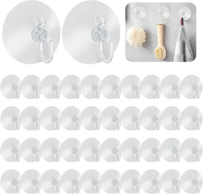 Produktbild von 40 wiederverwendbare Gummisaughaken, kein Bohren erforderlich, fš¹r Fenster, Badezimmer, Kš¹che.
