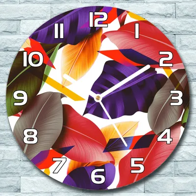Produktbild von Wanduhr aus Glas Rund fi 30 Abstrakte Blätter Quarz Deko Wohnzimmer Büro