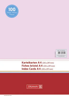 Produktbild von BRUNNEN Karteikarte A4 unliniert/blanko rot 100 Stück 102240020