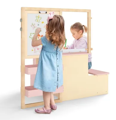 Produktbild von Kinderkunstzentrum mit verstellbarer Staffelei und Aufbewahrungsmöglichkeiten