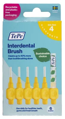 Productafbeelding van TePe Interdentale Ragers Original Geel 0,7mm ISO maat 4 (6 stuks)