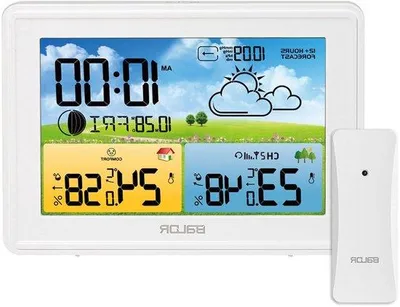 Productafbeelding van Draadloos weerstation - Binnen buiten meter - Weer voorspellen - Kleur LCD display - Met 1 sensor - Wit