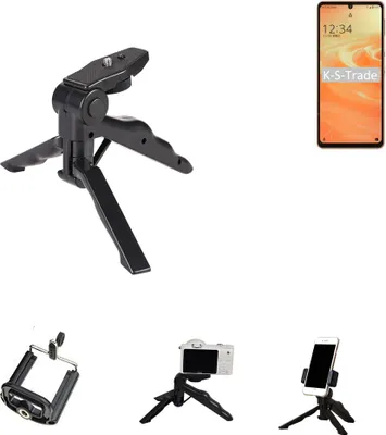 Produktbild von K-S-Trade Stativ Tisch-Ständer Dreibein Handy-Stativ Ständer kompatibel mit Sharp Aquos Sense6s Mini-Stativ Smartphone Tripod Handy-Stativ aus