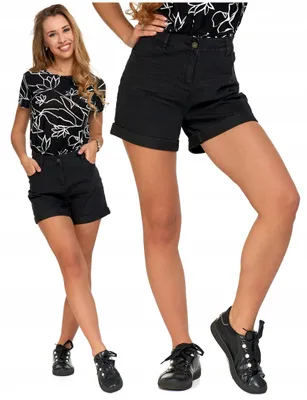 Produktbild von Moraj | Shorts - Größe S - Jeansshorts Schwarz - Damenshorts - Baumwolle schwarze Shorts