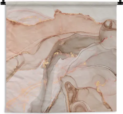 Produktbild von MuchoWow® Wandteppich Wandbehang Marmor - Rosa - Rosa 120x120 cm Tapisserie Dekoration Wandtuch - Modern - Baumwollgewebe