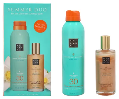 Produktbild von Karma Shimmering Body Oil 100ml/Invisible Sun Protection Milky Spray SPF30 200ml Rituals Karma Set